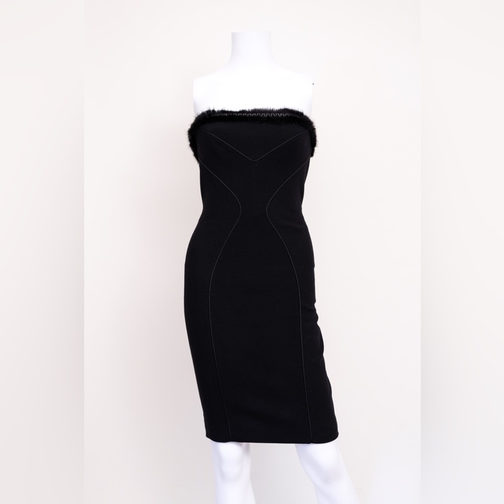 Versace Black Fur Tube Dress - Picture 2 of 6